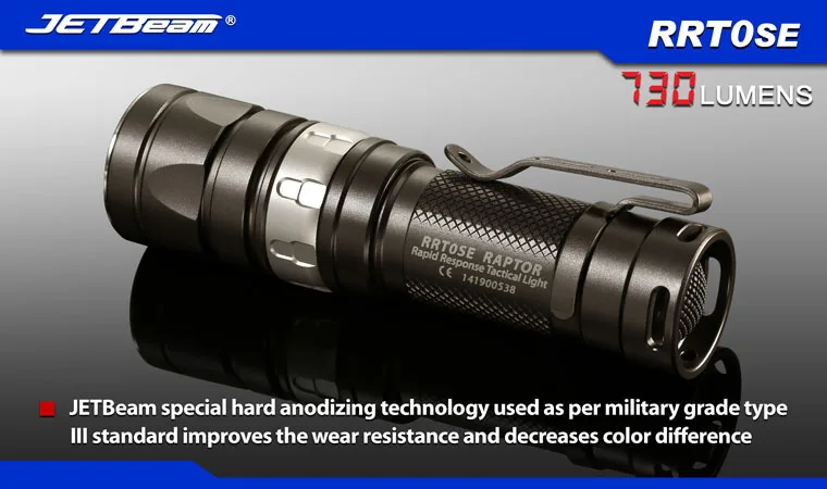 

Free Shipping 2014 Original JETBEAM RRT0SE Cree XM-L2 LED 730 lumens flashlight daily torch Compatible with CR123A AA battery