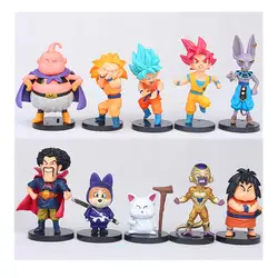 10 шт./компл. Dragon Ball Beerus Torankusu Son Goku Son Gohan Vegeta Majin Buu ПВХ фигурка Коллекционная модель игрушки OPP 10 см B259