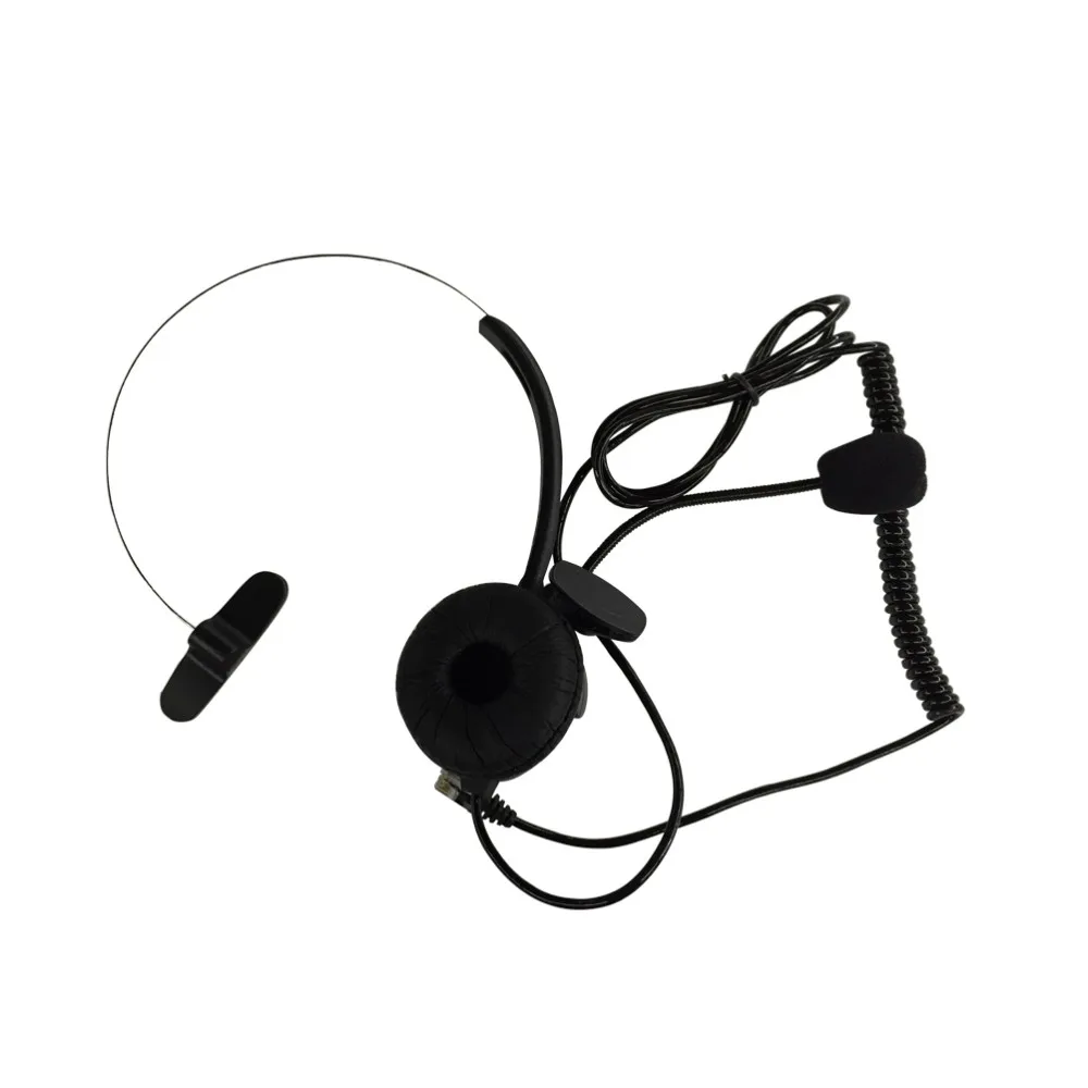 4-pin RJ11 Crystal Head Telephone Monaural Headset MIC Phone Prevent Noise Black Earpiece (2)