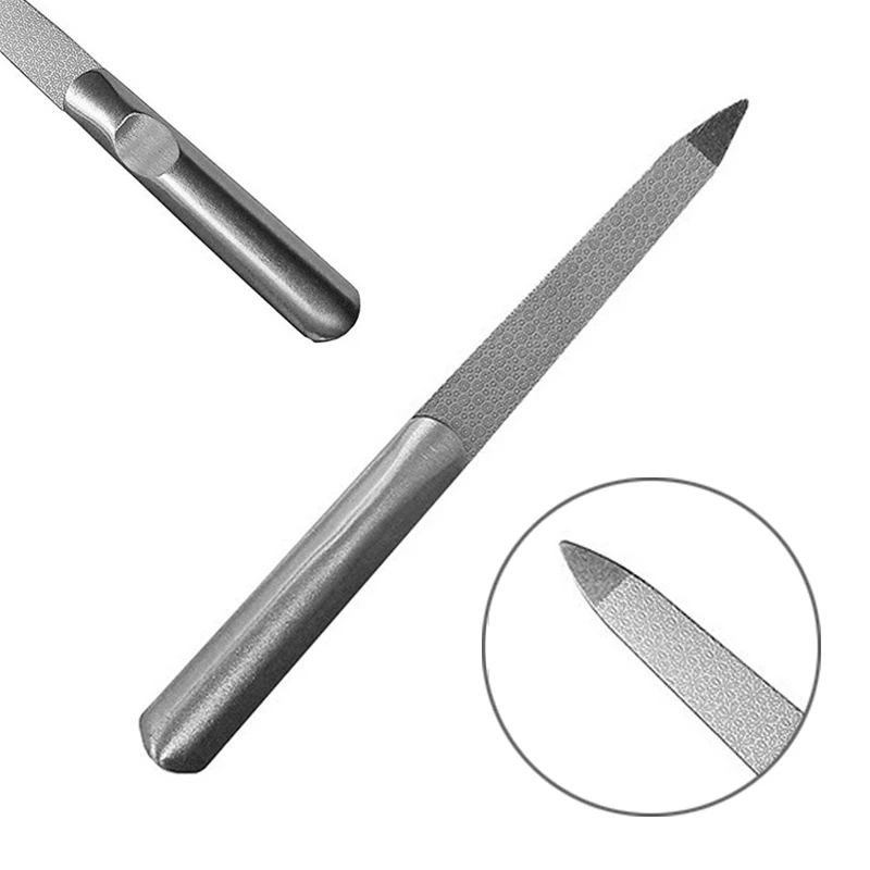 Mayitr 1pc Silver Nail File Stainless Steel Nail File Double Sided Manicure Nail File High Quality Pedicure Manicure Tools