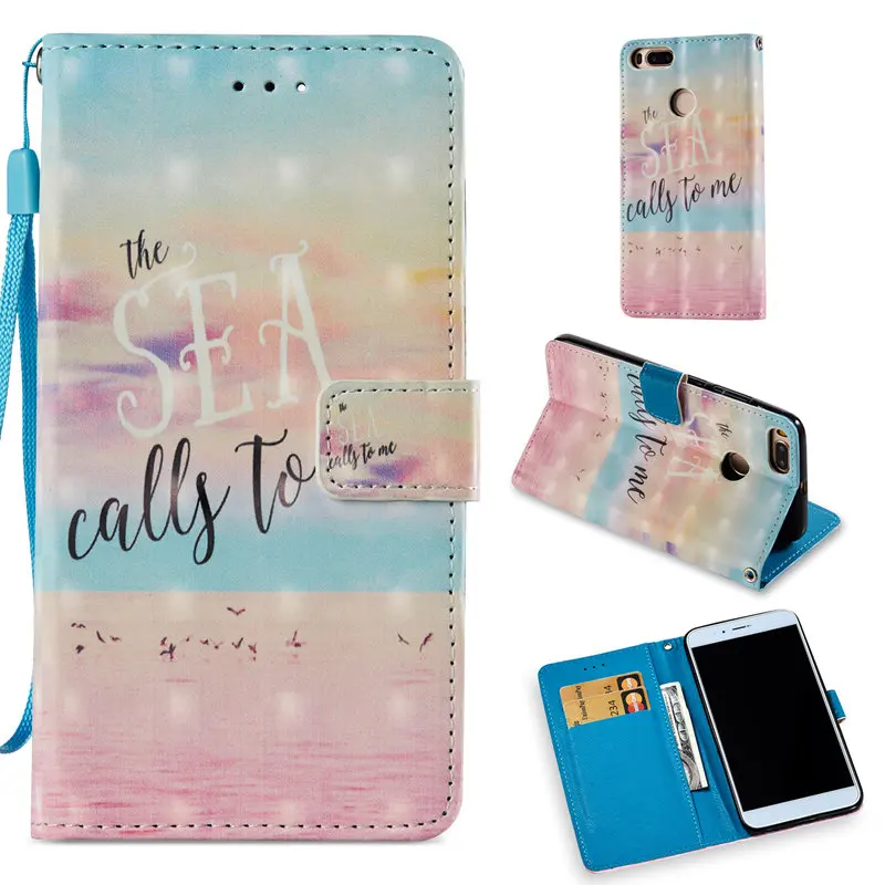 For Xiaomi Mi A1/Mi 5X Case Flip Leather Cover For Xiaomi Mi5x Cases Wallet Stand Holder Card Bags Painting Colorful Cute Shell