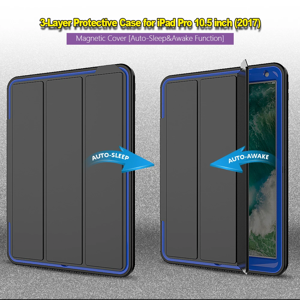 

New 2017 For iPad Pro 10.5 High Quality Ultra Slim Smart Sleep Deformation TPU Leather Case Cover + Film + Stylus