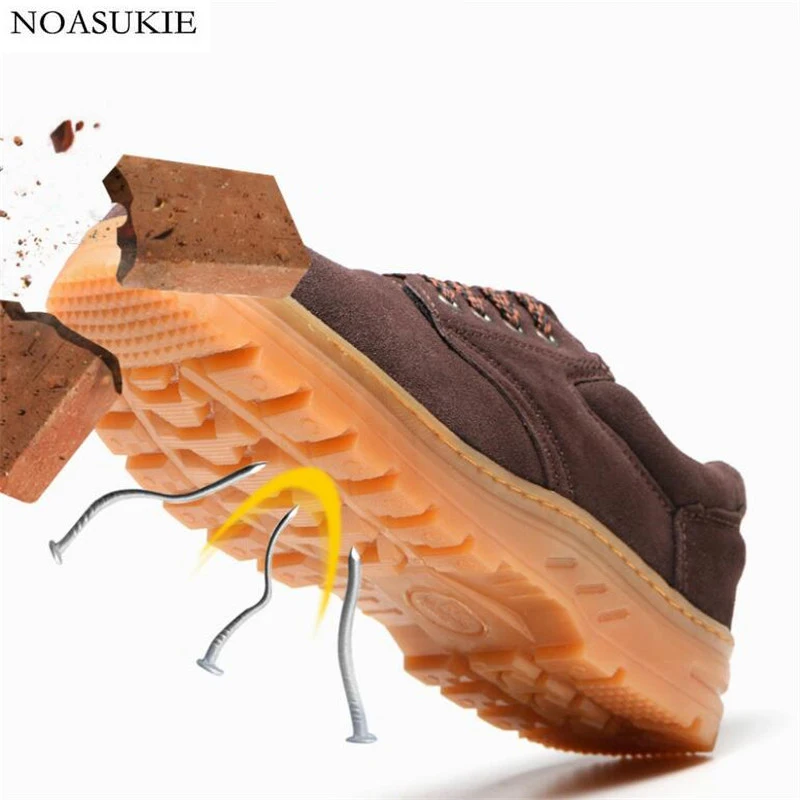 

Men Western Style Safety Shoes leather Casual Work Shoes Anti-Smashing Puncture Steel Toe Shoes Zapatos De Seguridad 36-45