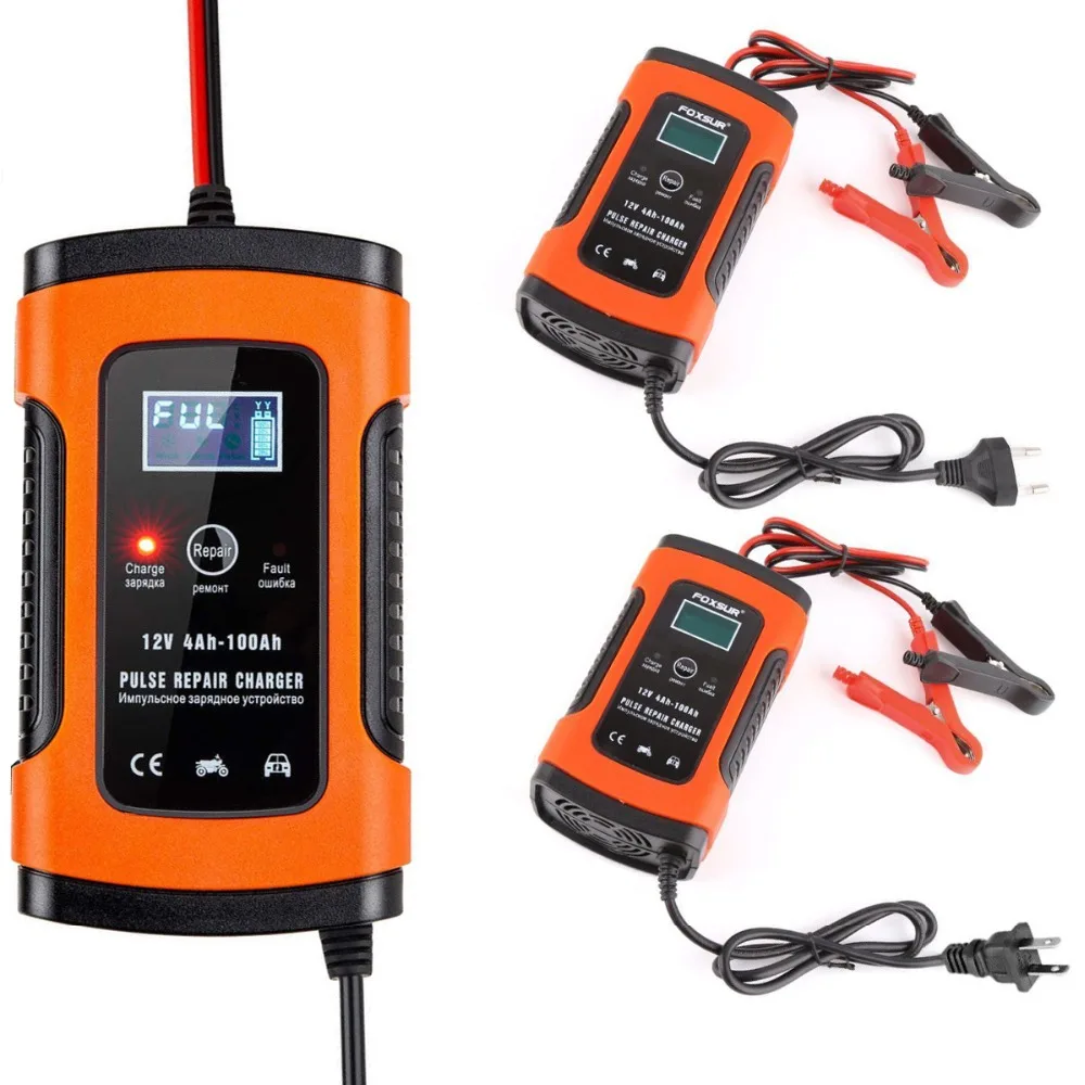 

SOONHUA 12V 6A LCD Display Battery Charger Smart Pulse Repair Charger For Car Automobile Motorbike AGM GEL WET Lead Acid Battery