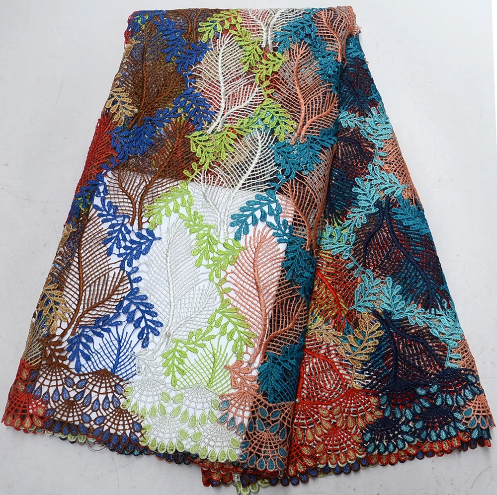 

New African cord lace high quality French Guipure lace fabric embroidery cord lace fabric wedding