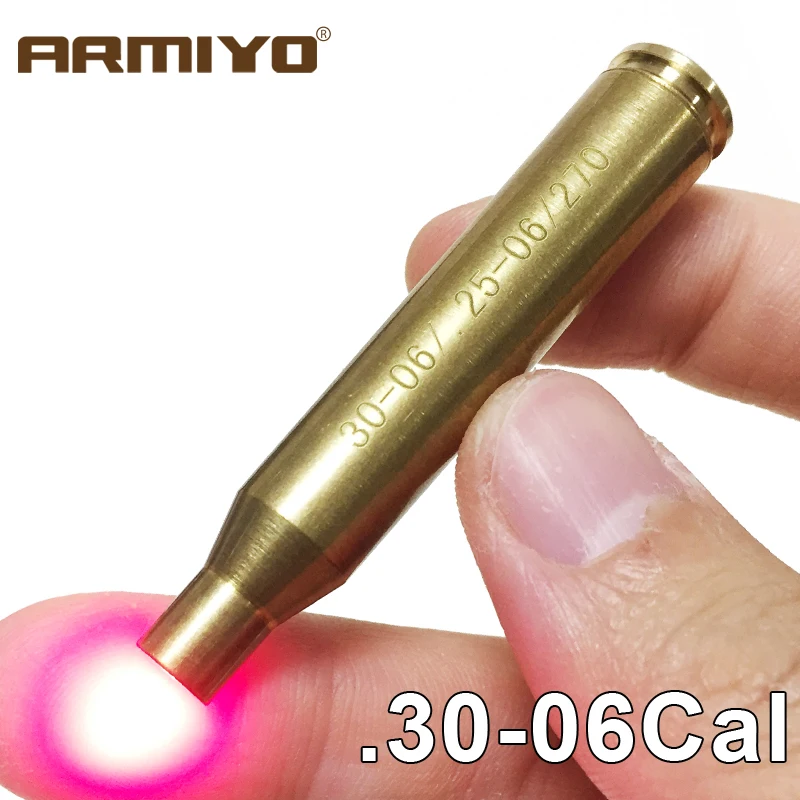 US Calibrator CAL .30-06//.25-06//.270 Red Laser Brass Cartridge Sighter Boresight