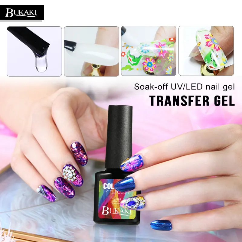 

BUKAKI Nail Foils Transfer Adhesive Gel Soak-off UV/LED Nail Star Starry Sky Nail Polish Stickers French Manicure Tools