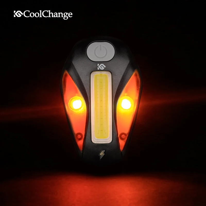 Clearance Cycling CoolChange Mountain Bike Headlight Taillight Road Bike Riding Equipment Accessories USB Charging Bicycle Warning Lights 3