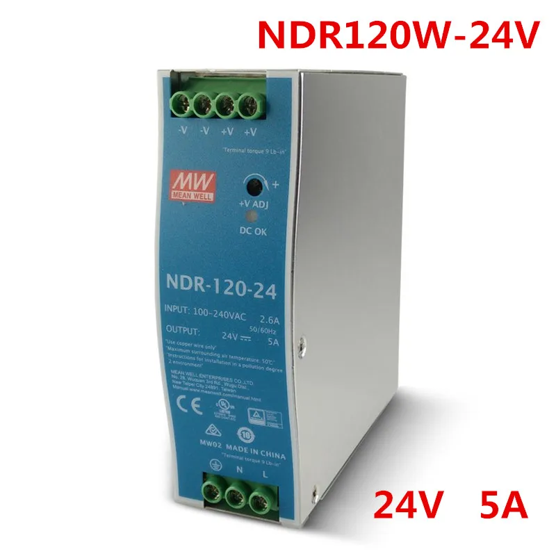 

LED Power Supply 120W 24V 5A Meanwell Single Output CE certificate Din rail type Switching Power Supply