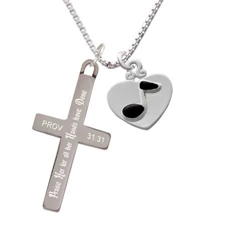 Music Note in Heart - Praise Her - Cross Necklace (1)