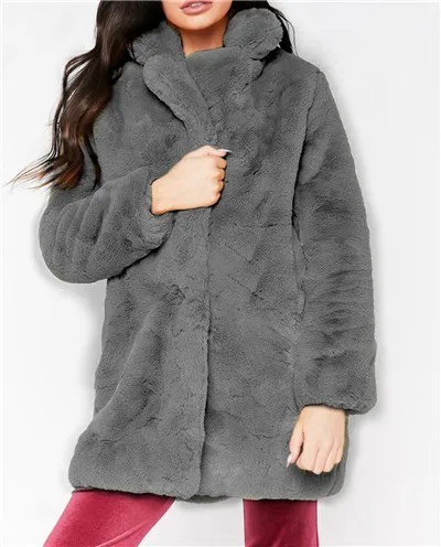 Большие размеры, женские длинные пальто, зимние Утепленные меховые пальто и куртки, женская верхняя одежда, свободные мягкие пальто из искусственного меха - Цвет: Grey