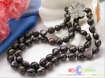 

Free shipping@@@@@ 2row 16mm black baroque freshwater cultured pearl necklace