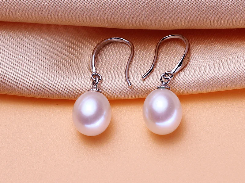 

COP32 Women fine jewelry,simple beautiful freshwather pearls earring,925 sterling silver eardrop for graceful women