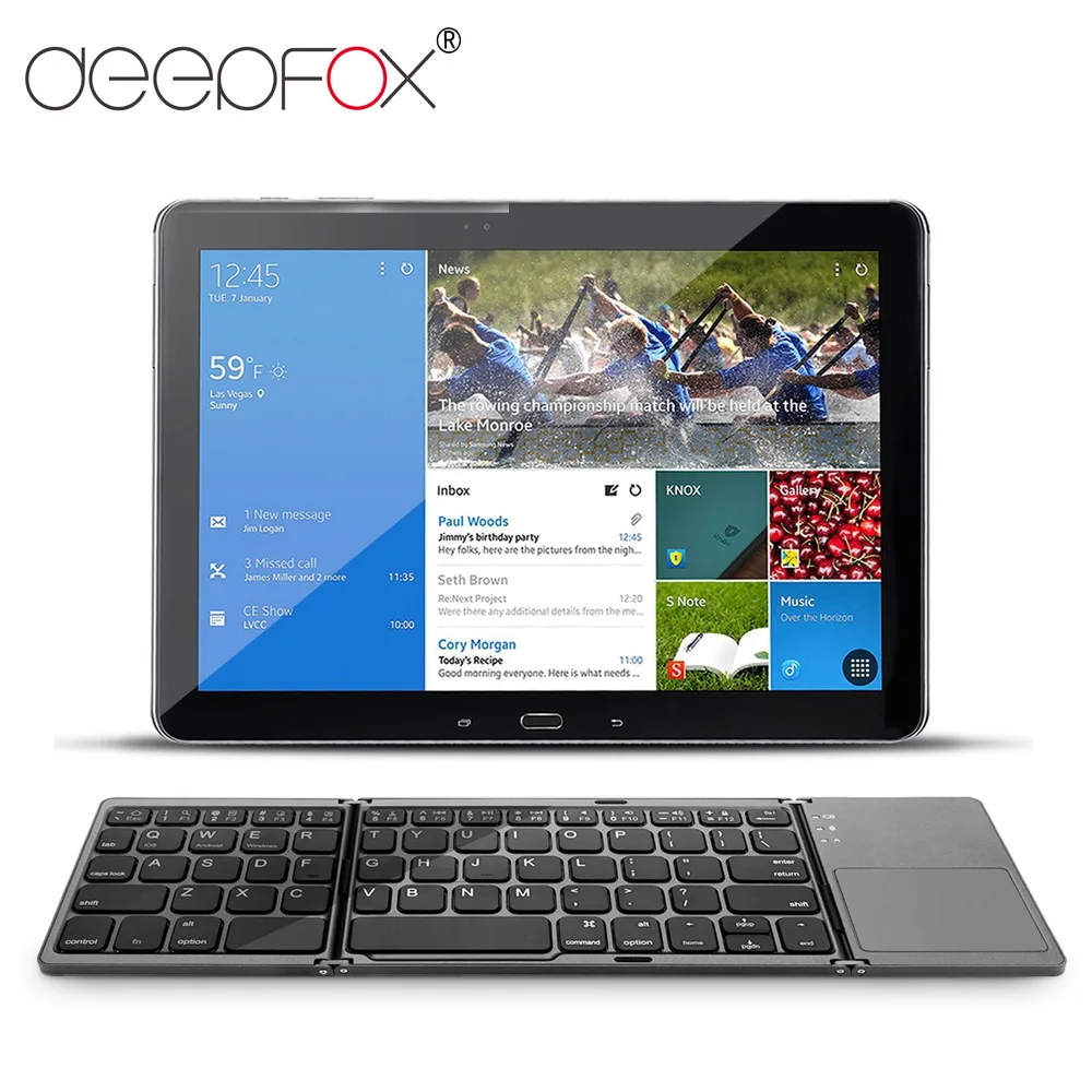

Deepfox Portable Folding Bluetooth Keyboard Wireless Rechargeable Foldable Touchpad Keypad For IOS/Android/Windows ipad Tablet