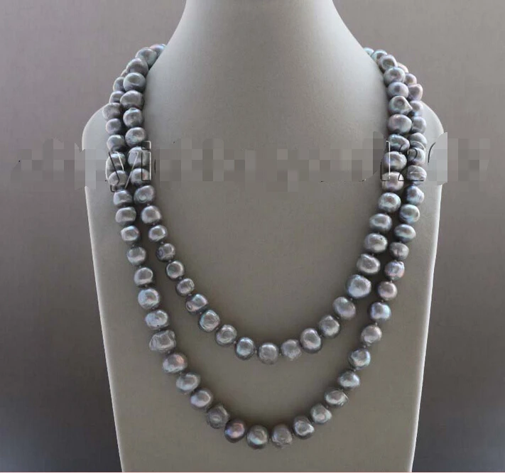 

FREE SHIPPING 48" Longest Genuine Natural 11-15mm Gray Baroque Pearl Necklace #f2052! (A0501)