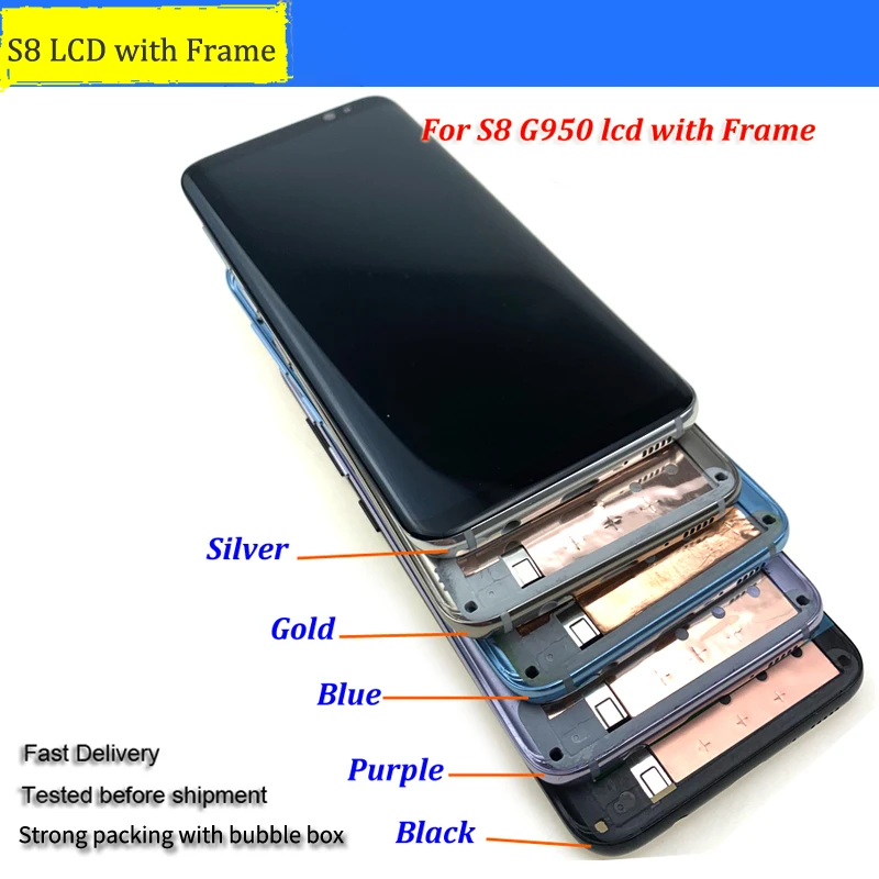 

Tested Super AMOLED For Samsung Galaxy S8 LCD Display+Frame G950F G950U G950 S8 plus G955 Touch Screen Assembly+Tools