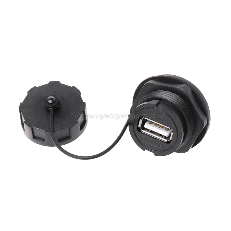 

USB Female Socket Plug Panel Mount Adapter Waterproof Connector IPL7 With Cap Jy05 19 Dropship