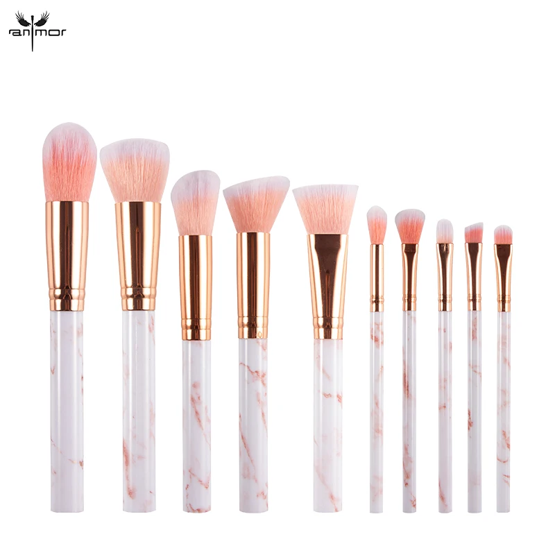 

Anmor 10Pcs Makeup Brushes Marble Make Up Brush Foundation Set Eyeshadow Powder Professional Cosmetic Tools Brochas Maquillaje