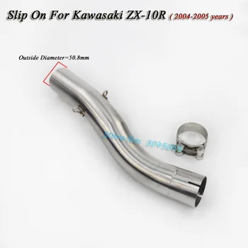 

ZX10R Motorcycle Full System Exhaust Link Pipe Middle Pipe Round Motorbike Muffler For Kawasaki ZX-10R Without Exhaust 2004 2005
