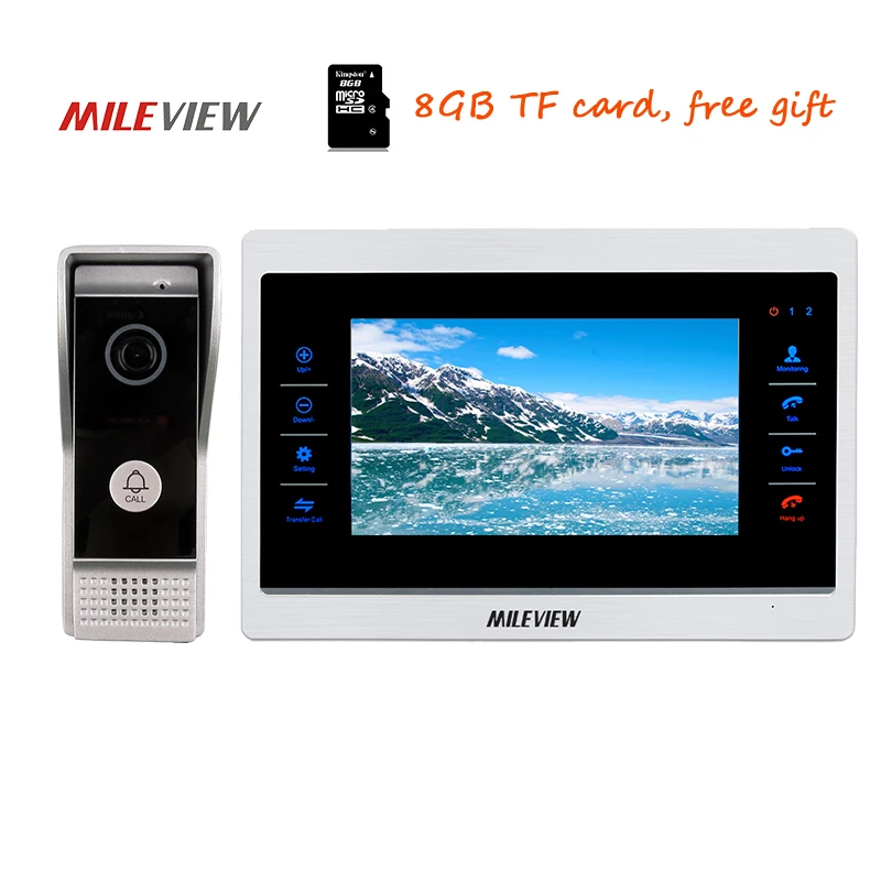 

Free Shipping 800TVL HD 10" Screen Video Intercom Door Phone Unlock Recording System Waterproof Doorbell Camera 110 Viwe Angle