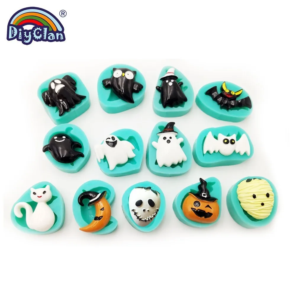 

Halloween 13 Kinds Of Silicone Molds For Ghost Candy Bat Pumpkin Chocolate Fondant Figures Cake Decoration Crafts Silicone Mold