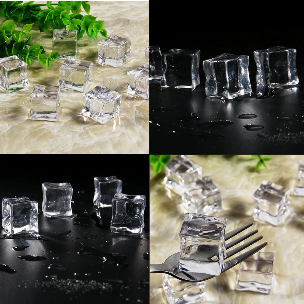 

5PC/Set Fake Ice Cubes Reusable Artificial Acrylic Crystal Cubes Whisky Drinks Display Photography Props Wedding Party Decor