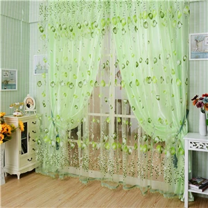 Цветочные тюльпаны отвесные занавески бусины кисточкой окна двери шарф шторы подзоры s для комнаты для гостиной - Цвет: Зеленый