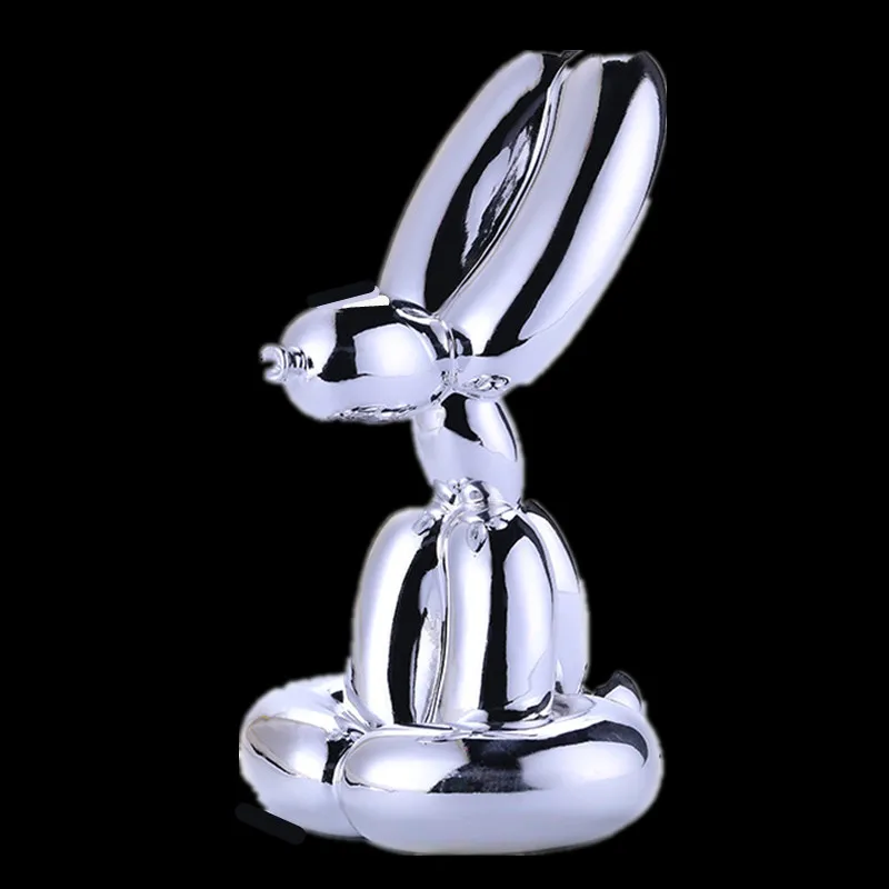 Нордический абстрактный кролик художественная Статуэтка Смола ремесло статуя собаки украшение дома аксессуары подарок на Рождество R1017 - Цвет: Серебристый