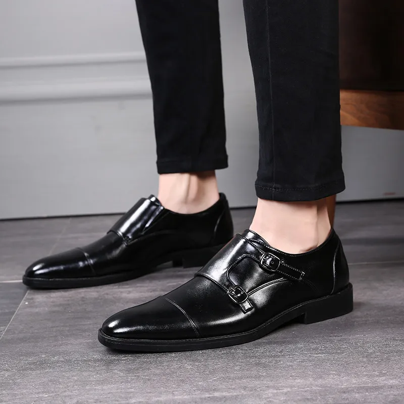 Merkmak Trendy Men Dress Loafers Big Size 48 Comfortable Slip On Men's Loafers Metal Buckle Design Leather Shoes Casual Office