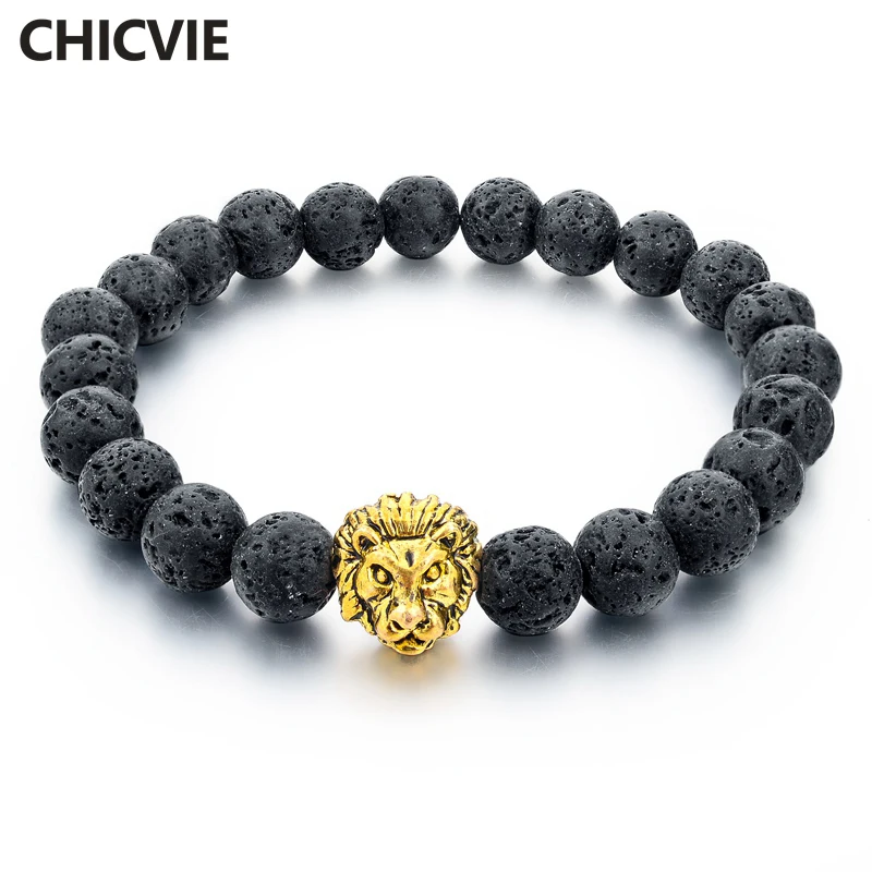 CHICVIE натуральный золотой камень лев прядь мужской браслет Femme ручной работы бусы Браслеты Этнические мужские ювелирные изделия подарки браслет SBR160001