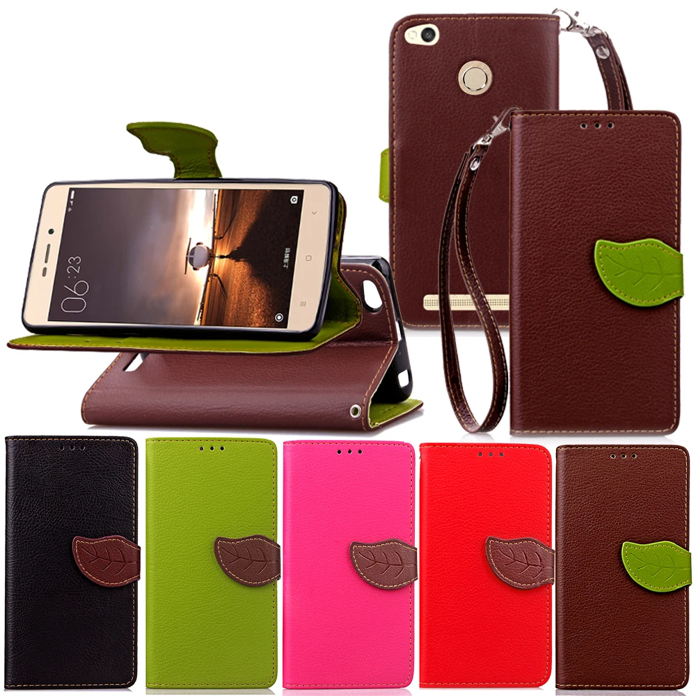  Leaf Clasp Wallet Case for Xiaomi Redmi 3S Cases Luxury PU Leather Cover for Xiaomi Redmi 3 s 3S Coque Fundas 