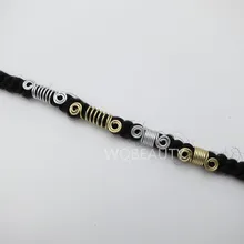 20 шт./партия, светло-золотистые/серебристые волосы, оплетка, бусины дредлок, манжеты, зажимы, тесьма, спираль#7, около 7,5 мм, внутренний диаметр