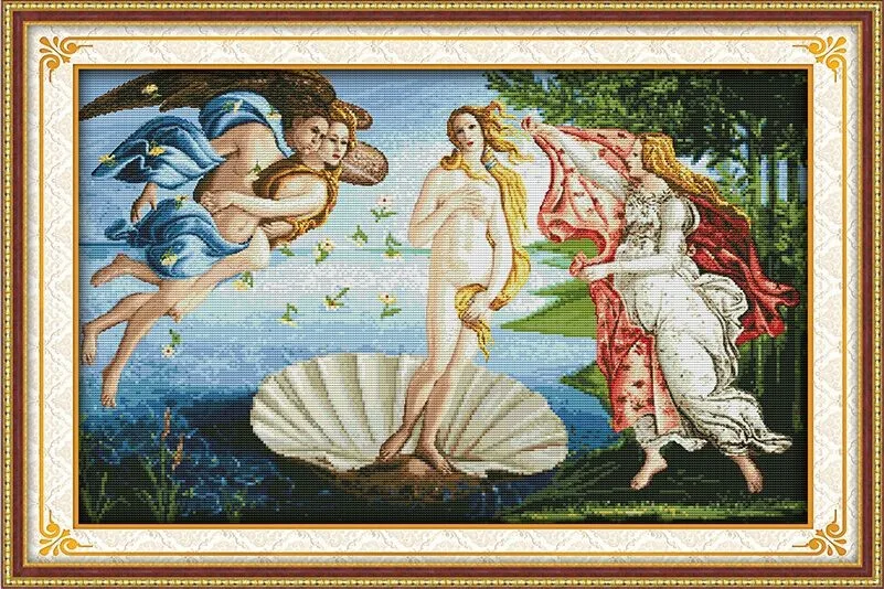 

The Birth of Venus Portrait DMC Set Cross stitch kits Counted 11CT Printed Embroidery DIY Handmade Needlework Home Decor Ricamo