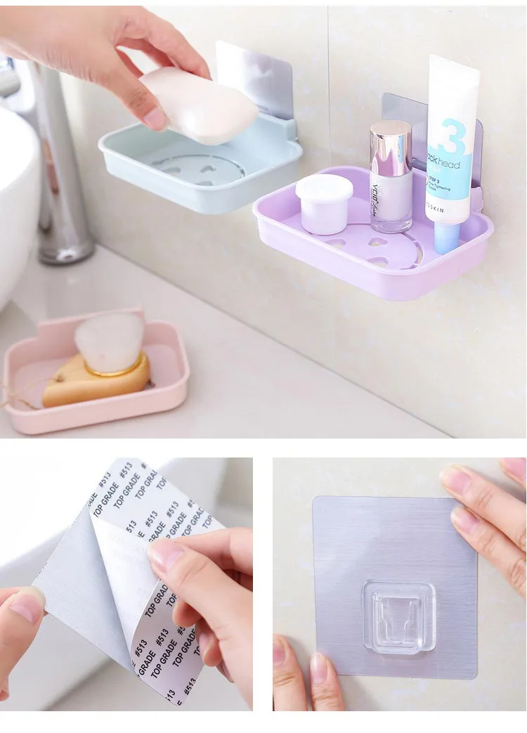 

smiley face multifunctioanl seamless pasted wall-mounted plastic shaver holder razor holder rack shelves shelf
