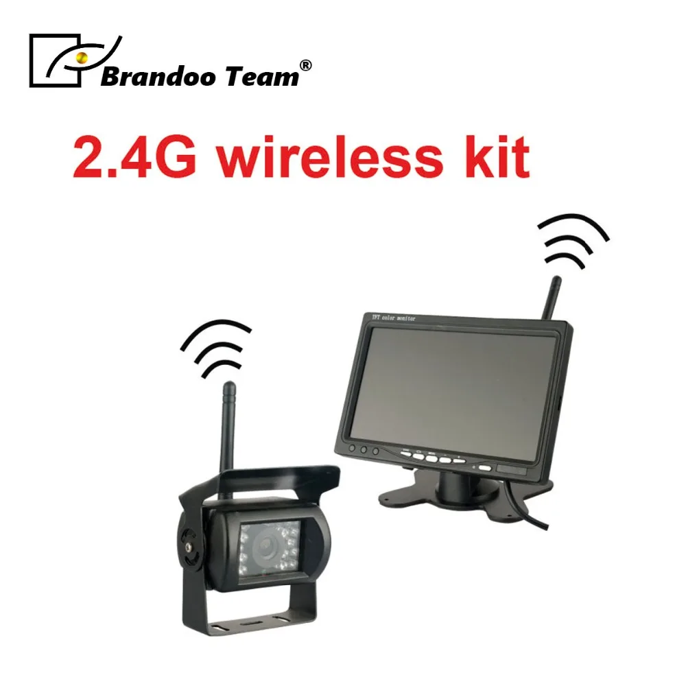 

7'' Large TFT LCD Monitor Wireless Video Transmit Car Rear View Backup Reverse System for Bus Truck + LED Night Vision Camera