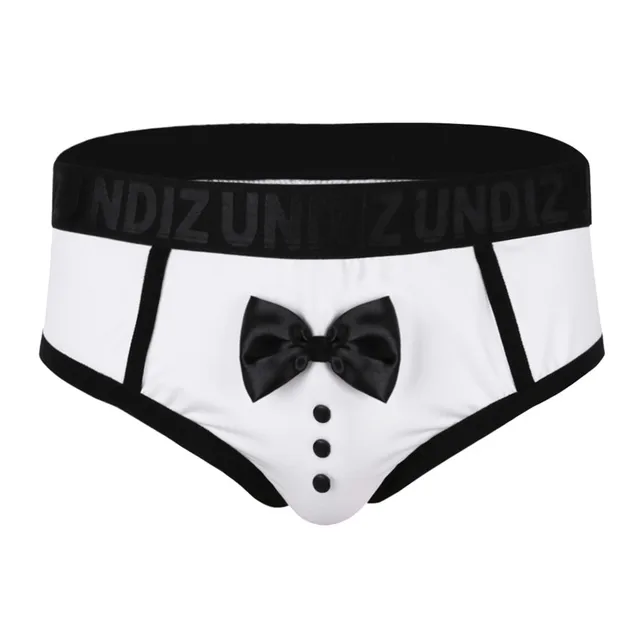iEFiEL Black Fashion Mens Sexy Lingerie Splice Cute Bow Tie Tuxedo