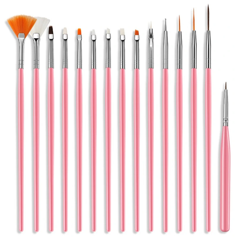 15pcs Nail Art Brush French Carved painted Pen Painting Drawing Tips Acrylic Gel UV Polish Design Manicure Tools | Красота и здоровье