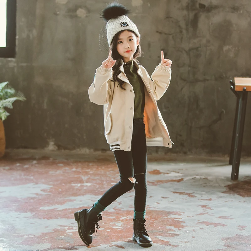 

Hot Fashion Children's Jacket Girls Outwear Casual Hooded Coats Girls Jackets School 4-15Y Baby Kids Trench Spring Autumn