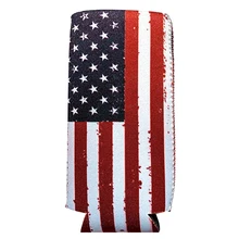 Portable Slim American Independence Day Beer Bottle Cover For Wedding Flags Pattern Decorative Collapsible Sleeves Caps Gifts