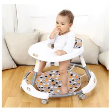 Baby Walker with 6 Mute Rotating Wheels Anti Rollover Multi-functional Child Walker Seat Walking Aid Assistant First Step Car baby walker four wheels multi functional go cart with musical piano writing board early learning educational first step car