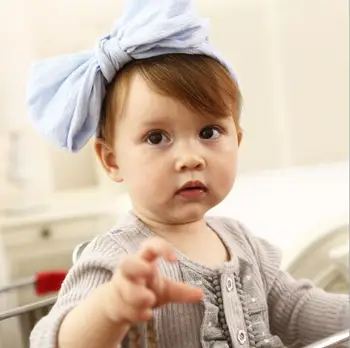 

2017 New Fashion 10pcs/lot Girls Headband Pink Blue Big Bow Cotton Elastic Hairbands Headwaear Kids Hair Accessories 0-5 years