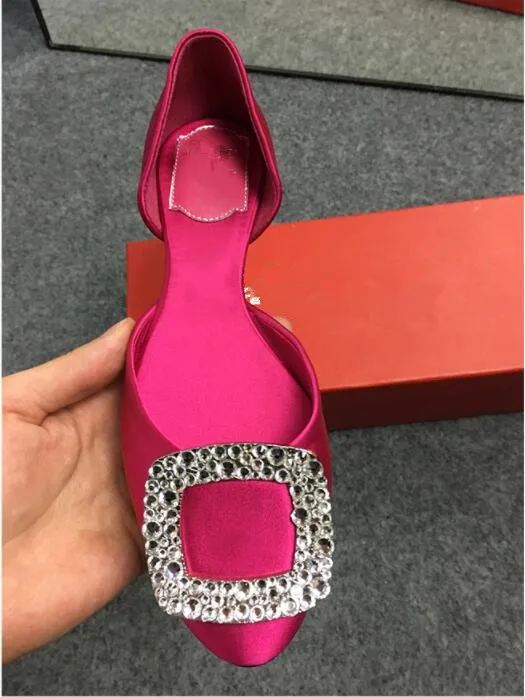 Шикарные элегантные женские атласные лоферы; Новое поступление года; женская обувь с квадратным носком и кристаллами; Шелковая обувь на плоской подошве; chaussures femme - Цвет: as show