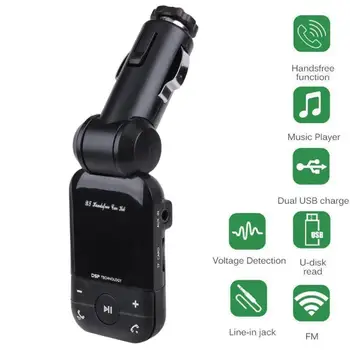 

Mini Car Interior Dual USB Charger Bluetooth Handsfree FM Transmitter Modulator Audio MP3 Player Auto Battery Voltage Display