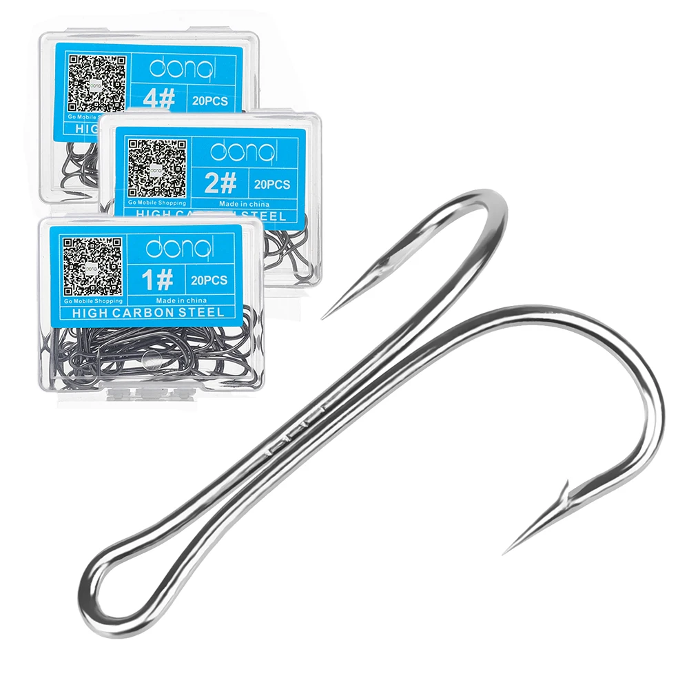 

DONQL 20pcs/ Set Double Fishing Hooks Barbed Carp Fishhook For Soft Worm Lure 1#-3/0# Fly Duple Fishing Hook Accessories