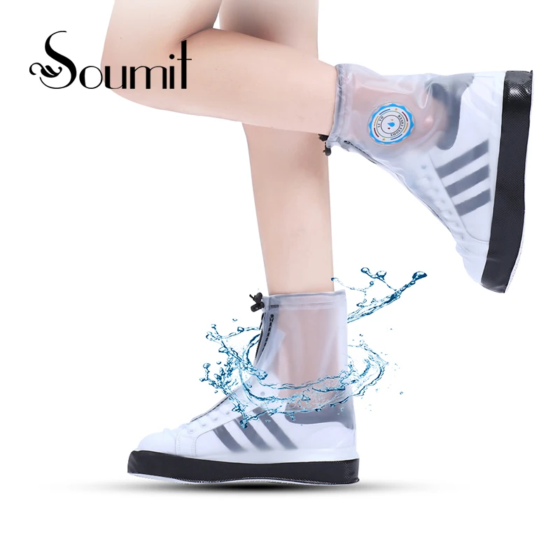 comprar Soumit Tampa Da Sapata para Das Mulheres Dos Homens de Moda À Prova de Chuva Protetor Sapatos Bota Cobre Botas de Chuva Galochas Reutilizáveis Durável À Prova D Água