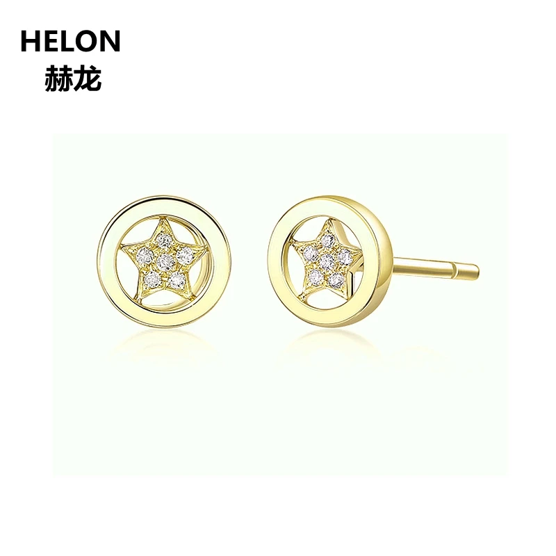 SI/H натуральные бриллианты однотонные серьги-гвоздики 14 k розовое золото; круг женские серьги белого желтого золота опционально ювелирные изделия