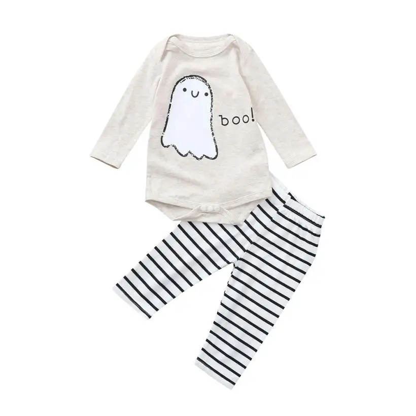 Одежда для маленьких мальчиков и девочек, зимний комплект для новорожденных на Хэллоуин, комбинезон с надписью, штаны, повседневная одежда для малышей, 18Jul25
