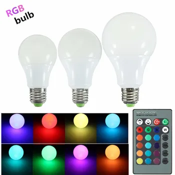

LumiParty E27 5W RGBW LED Light Bulb Color Changing Dimmable with Remote Control AC 85-265V 680LM