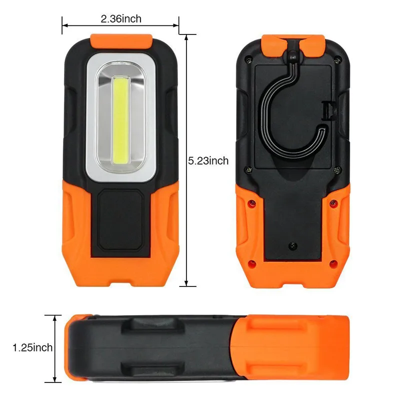 LED Work Light 200 Lumens Multi-use COB Flashlight Magnetic Base Hanging Hook LED Work Light 200 Lumens Multi-use COB Flashlight Magnetic Base Hanging Hook