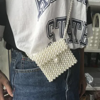 

Pearls bag beaded small mini flap messenger bag women ladies vintage evening party clutch 2019 new luxury brand drop shipping